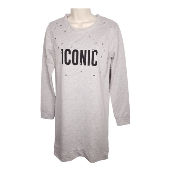 Almost Famous Iconic Embellished Shirt Dress Gray Size Small - Picture 1 of 7